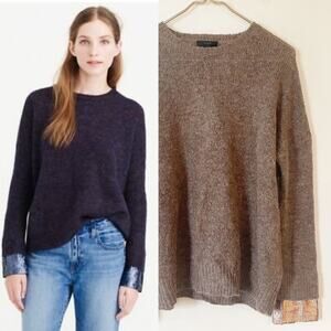 J. Crew Sequin Cuff Mohair Wool Brown Oversized Sweater S